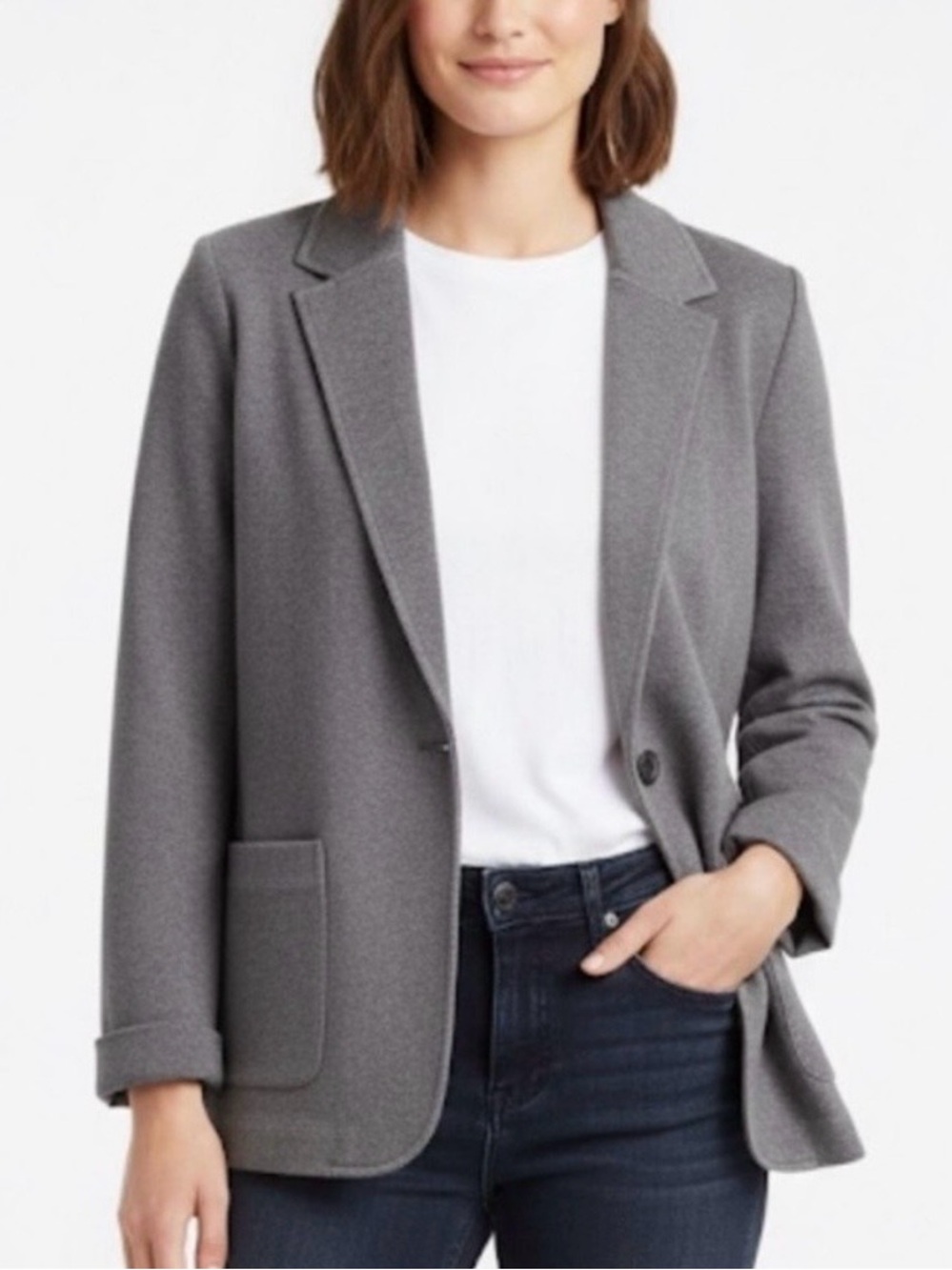 J. Crew Gray Single-Button Patch-Pocket Blazer